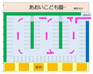 駐車場の拡張工事完了と一方通行のご案内